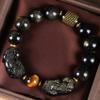 Feng Shui Dragon Gold Obsidian Natural Gemstone Crystal Wealth Amulet Good Luck for Women Men,Single,14mm view 3