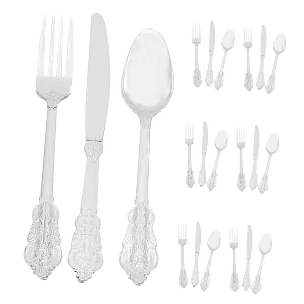 Xmas Holiday Cutlery Silver Plastic Party Cutlery for Events