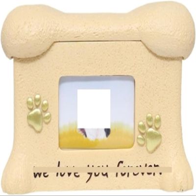 STBTOO Funeral Cremation Urn Ashes Cat Or Dog Box Pet Memorial With Photo Frame Keepsake(Beige)