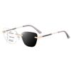HOOBAY Photochromic Progressive Multifocus Reading Glasses Women, Progressive Readers No Line HD Resin Lenses Rimless (Gold-Grey, 3, Diopters) view 1