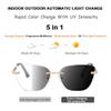 HOOBAY Photochromic Progressive Multifocus Reading Glasses Women, Progressive Readers No Line HD Resin Lenses Rimless (Gold-Grey, 3, Diopters) view 2