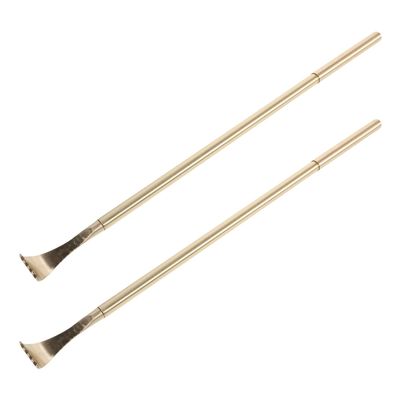 Beatifufu 2pcs Brass Back Scratcher Metal Portable Itching Stick with Long Handle 18inch Manual Massage Tool for Adults Relaxation and Self-Care