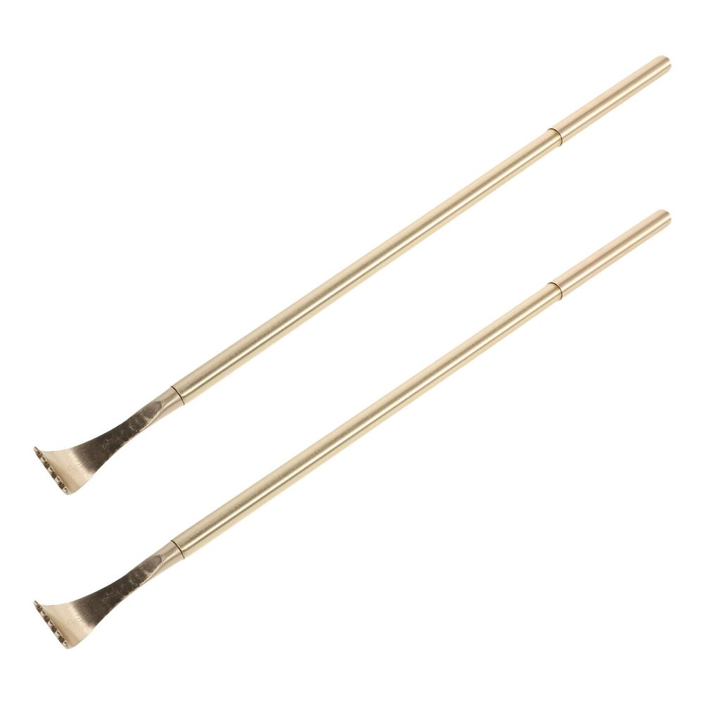 Beatifufu 2pcs Brass Back Scratcher Metal Portable Itching Stick with Long Handle 18inch Manual Massage Tool for Adults Relaxation and Self-Care