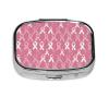 Nuzjahu Preventing Breast Cancer C Print Small Pill Case, Metal Square Travel Pill Organizer Portable Mini Pill Box 2 Compartments for Vitamin, Cod Liver Oil, Supplement view 1