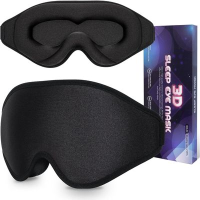 3D Contoured Sleep Eye Mask for Side Sleepers, Light Blocking Night Blindfold with Soft Breathable Material, Adjustable Strap Eye Cover for Travel, Nap, Work, Home, Comfortable Eyeshade (1PCS)