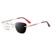 HOOBAY Photochromic Progressive Multifocus Reading Glasses Women, Progressive Readers No Line HD Resin Lenses Rimless (Rose Gold-Red, 0, Diopters) view 1