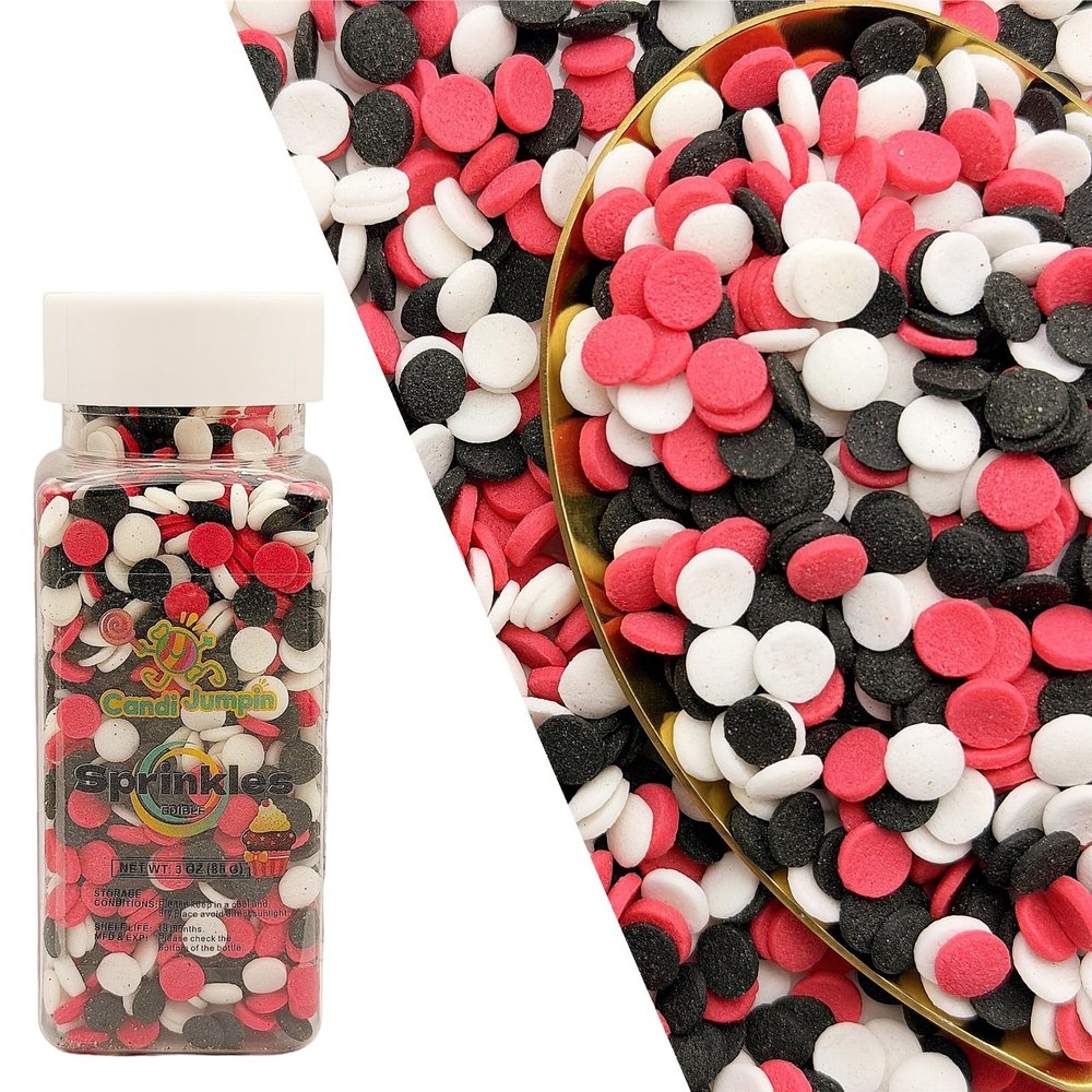 CandiJumpin Red White and Black Sprinkles Halloween Confetti Sprinkles 3 OZ