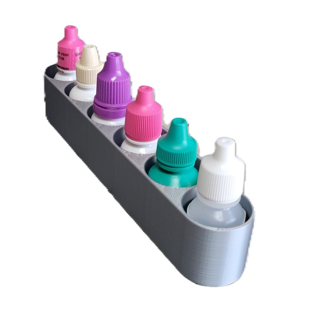 Znet3D Slim Organizer 6 Bottle SingleRow Holder, SpaceSaving Countertop Storage for Daily Routines, Made in USA (Silver)