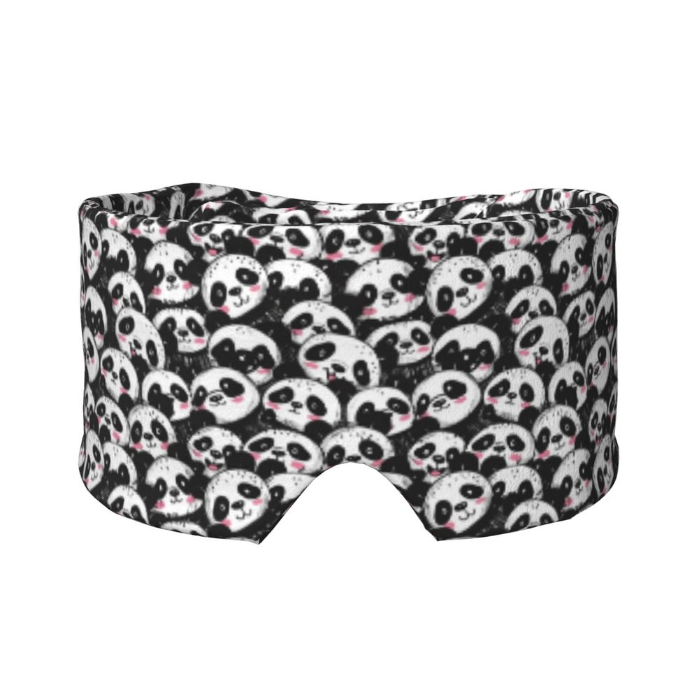 Nuzjahu Small Panda 2 Print Plush Sleep Mask Eye Mask for Women Man Side Sleeper with Adjustable Headband Blackout Sleep Covers for All Night Sleep, Travel & Nap