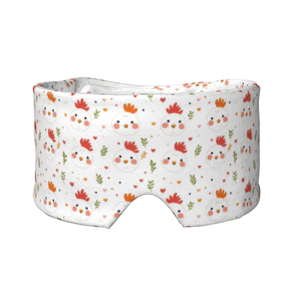 Nuzjahu Cute Kawaii Chicken Head Print Plush Sleep Mask Eye Mask for Women Man Side Sleeper with Adjustable Headband Blackout Sleep Covers for All Night Sleep, Travel & Nap