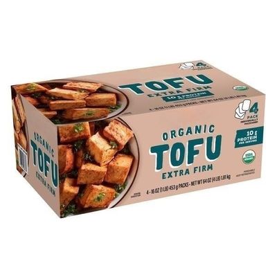 Organic Extra Form Tofu, Ingredients [ Water, organic soybeans, less than 2% of calcium sulfate, magnesium chloride. ] 4-count [ 64 oz, 4 lb ]