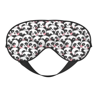 Nuzjahu Small Panda 3 Print Sleep Mask Silk Eye Mask for Sleeping with Adjustable Strap Soft Satin Blackout Travel Eye Cover Zero Pressure Night Blindfold