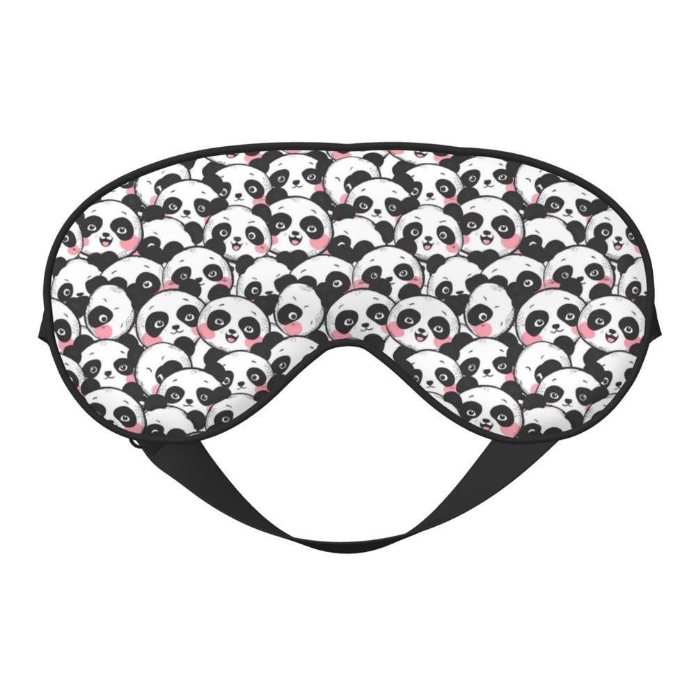 Nuzjahu Small Panda 3 Print Sleep Mask Silk Eye Mask for Sleeping with Adjustable Strap Soft Satin Blackout Travel Eye Cover Zero Pressure Night Blindfold