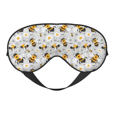 Nuzjahu Cute Bees and Daisies Print Sleep Mask Silk Eye Mask for Sleeping with Adjustable Strap Soft Satin Blackout Travel Eye Cover Zero Pressure Night Blindfold