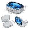 Blue Night Party Pill Case Portable Square Pill Organizer Metal Vitamin Medicine Case Daily Travel Pill Box with 2 Compartments for Vitamins Fish Oils Supplements view 2