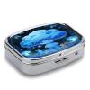 Blue Night Party Pill Case Portable Square Pill Organizer Metal Vitamin Medicine Case Daily Travel Pill Box with 2 Compartments for Vitamins Fish Oils Supplements view 3