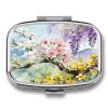 Chic Wildflowers Pill Case Portable Square Pill Organizer Metal Vitamin Medicine Case Daily Travel Pill Box with 2 Compartments for Vitamins Fish Oils Supplements view 1