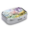Chic Wildflowers Pill Case Portable Square Pill Organizer Metal Vitamin Medicine Case Daily Travel Pill Box with 2 Compartments for Vitamins Fish Oils Supplements view 3