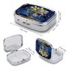 Blue Gilded Yellow Pill Case Portable Square Pill Organizer Metal Vitamin Medicine Case Daily Travel Pill Box with 2 Compartments for Vitamins Fish Oils Supplements view 2