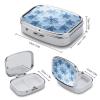 Christmas Blue Snowflakes Pill Case Portable Square Pill Organizer Metal Vitamin Medicine Case Daily Travel Pill Box with 2 Compartments for Vitamins Fish Oils Supplements view 2