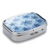 Christmas Blue Snowflakes Pill Case Portable Square Pill Organizer Metal Vitamin Medicine Case Daily Travel Pill Box with 2 Compartments for Vitamins Fish Oils Supplements view 3