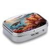 Corals and Turtles Pill Case Portable Square Pill Organizer Metal Vitamin Medicine Case Daily Travel Pill Box with 2 Compartments for Vitamins Fish Oils Supplements view 3