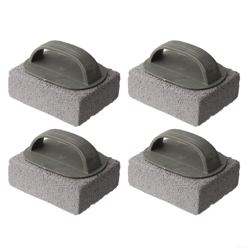 FABULETTA Ergonomic BBQ Cleaning Brick Set with Handle - Natural Pumice Stone Grill Cleaner for Scratch-Free Grates, Oven Racks and Stovetops, Reusable Eco Tool