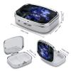 A Dreamy Deep Blue Pill Case Portable Square Pill Organizer Metal Vitamin Medicine Case Daily Travel Pill Box with 2 Compartments for Vitamins Fish Oils Supplements view 2