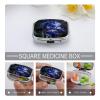 A Dreamy Deep Blue Pill Case Portable Square Pill Organizer Metal Vitamin Medicine Case Daily Travel Pill Box with 2 Compartments for Vitamins Fish Oils Supplements view 4
