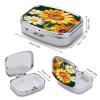 Colorful Flowers Pill Case Portable Square Pill Organizer Metal Vitamin Medicine Case Daily Travel Pill Box with 2 Compartments for Vitamins Fish Oils Supplements view 2