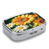 Colorful Flowers Pill Case Portable Square Pill Organizer Metal Vitamin Medicine Case Daily Travel Pill Box with 2 Compartments for Vitamins Fish Oils Supplements view 3