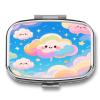 Cloud Pill Case Portable Square Pill Organizer Metal Vitamin Medicine Case Daily Travel Pill Box with 2 Compartments for Vitamins Fish Oils Supplements view 1