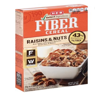 HEB Cereal - 1 box (Raisins & Nuts Bran Flakes Fiber 13.4oz)