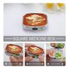 Classic Pattern Reddish Brown Pill Case Portable Square Pill Organizer Metal Vitamin Medicine Case Daily Travel Pill Box with 2 Compartments for Vitamins Fish Oils Supplements view 4