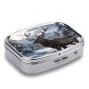Cold Forest Snowy Deer Pill Case Portable Square Pill Organizer Metal Vitamin Medicine Case Daily Travel Pill Box with 2 Compartments for Vitamins Fish Oils Supplements view 3