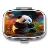 Bamboo Scented Little Bear Pill Case Portable Square Pill Organizer Metal Vitamin Medicine Case Daily Travel Pill Box with 2 Compartments for Vitamins Fish Oils Supplements view 1