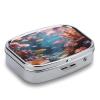 Floralsea Pill Case Portable Square Pill Organizer Metal Vitamin Medicine Case Daily Travel Pill Box with 2 Compartments for Vitamins Fish Oils Supplements view 3
