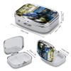 Bohemia Blue Pill Case Portable Square Pill Organizer Metal Vitamin Medicine Case Daily Travel Pill Box with 2 Compartments for Vitamins Fish Oils Supplements view 2