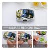Bohemia Blue Pill Case Portable Square Pill Organizer Metal Vitamin Medicine Case Daily Travel Pill Box with 2 Compartments for Vitamins Fish Oils Supplements view 4