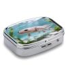 Axolotl Pill Case Portable Square Pill Organizer Metal Vitamin Medicine Case Daily Travel Pill Box with 2 Compartments for Vitamins Fish Oils Supplements view 3