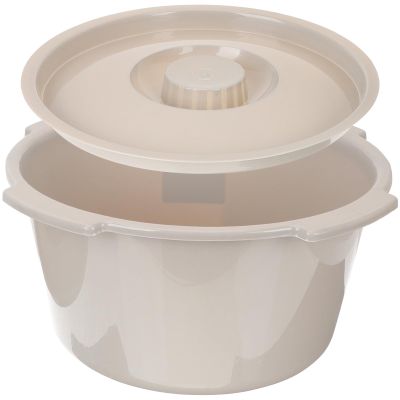 TOBBOMEY Thickened Portable Commode Chair with Lid, Plastic Bedside Chamber Pot Urinal Toilet Bucket for Elderly, Pregnant Women, and Patients, Gray