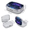 Coconut Tree Purple Pill Case Portable Square Pill Organizer Metal Vitamin Medicine Case Daily Travel Pill Box with 2 Compartments for Vitamins Fish Oils Supplements view 2