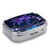 Coconut Tree Purple Pill Case Portable Square Pill Organizer Metal Vitamin Medicine Case Daily Travel Pill Box with 2 Compartments for Vitamins Fish Oils Supplements view 3