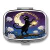 Feline Nocturne Pill Case Portable Square Pill Organizer Metal Vitamin Medicine Case Daily Travel Pill Box with 2 Compartments for Vitamins Fish Oils Supplements view 1