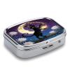 Feline Nocturne Pill Case Portable Square Pill Organizer Metal Vitamin Medicine Case Daily Travel Pill Box with 2 Compartments for Vitamins Fish Oils Supplements view 3