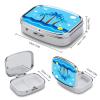 Blue Tropical Pill Case Portable Square Pill Organizer Metal Vitamin Medicine Case Daily Travel Pill Box with 2 Compartments for Vitamins Fish Oils Supplements view 2