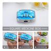 Blue Tropical Pill Case Portable Square Pill Organizer Metal Vitamin Medicine Case Daily Travel Pill Box with 2 Compartments for Vitamins Fish Oils Supplements view 4