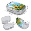 Citrus Orange Pill Case Portable Square Pill Organizer Metal Vitamin Medicine Case Daily Travel Pill Box with 2 Compartments for Vitamins Fish Oils Supplements view 2