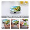 Citrus Orange Pill Case Portable Square Pill Organizer Metal Vitamin Medicine Case Daily Travel Pill Box with 2 Compartments for Vitamins Fish Oils Supplements view 4
