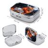 Crystal Horn Flame Lion Pill Case Portable Square Pill Organizer Metal Vitamin Medicine Case Daily Travel Pill Box with 2 Compartments for Vitamins Fish Oils Supplements view 2